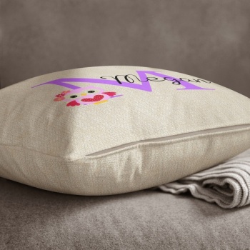 Luxury Personalised Cushion - Inner Pad Included - Initial & Owl